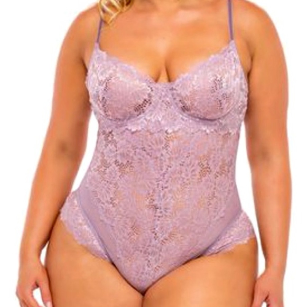 Lace Underwire Teddy Lingerie in Lavender/Light Purple - oh La La Cheri